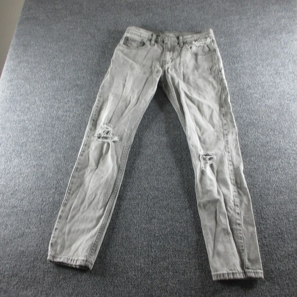 Levis 512 Jeans Mens 28x28 Gray Slim Tapered Light Wash Distressed Stretch Denim